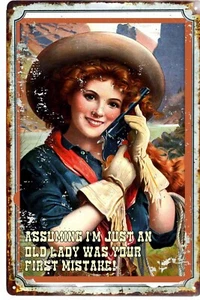 Tin Sign 8 x 12 I'm NoJust a Cowgirl Slogan Sign - Picture 1 of 1
