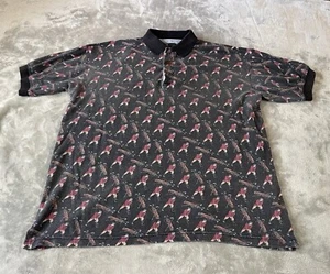 R&R Casuals Shirt Mens Large Golfers All Over Print Short Sleeve Polo - Picture 1 of 11