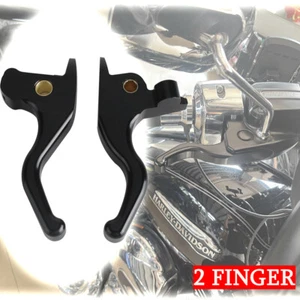 2 Finger Black Hand Brake Clutch Levers Kit For Harley Touring Road King CVO/SE - Picture 1 of 8