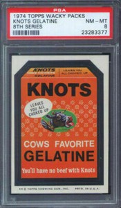 1974 Topps Wacky Packages Knots Gelatine PSA 8
