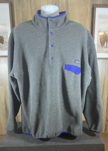 PATAGONIA SYNCHILLA Vtg Gray Blue Quarter Snap Fleece Pullover JACKET Men's XXL - Picture 1 of 4