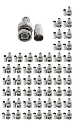 100pcs Crimp on BNC Male RG59 Coax Coaxial Connector Adapter For security camera - Image 1 of 3