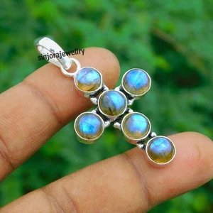 Piedra preciosa de labradorita natural 925 plata esterlina hecha a mano... - Imagen 1 de 6