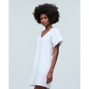 Madewell V Neck Mini Short Sleeve Trendy Going Out Shirt Dress US Women's XS New - Picture 1 of 7