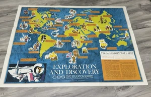 1966 Exploration Discovery Visual History Wall Map 37 x 28 Civic Education CES - Picture 1 of 7