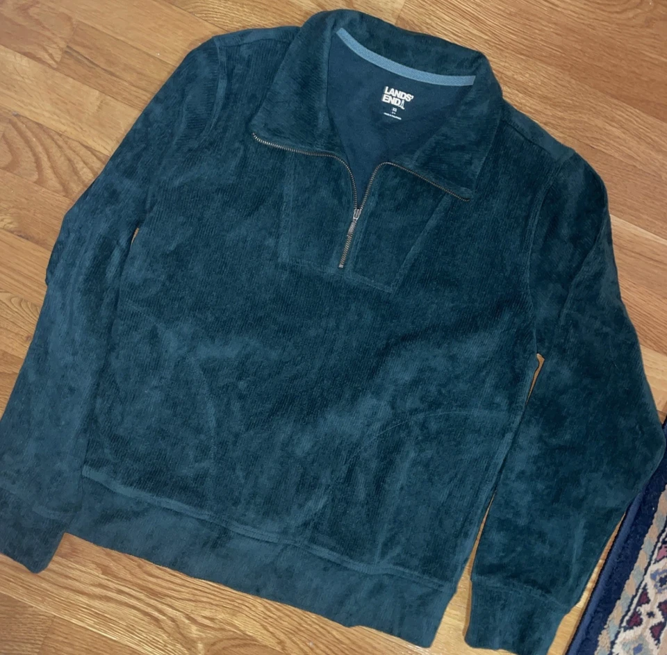 Camisa Lands End Pana Manga Larga, Mujer, Verde Bosque, Pequeña, Nueva, Cómoda Foto 1 de 4