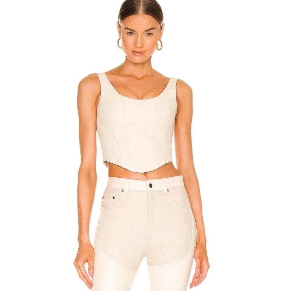 Bustier de cuero discreto vaquero occidental Mustang cuero de cordero recortado pequeño Foto 1 de 4