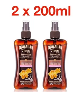 Hawaiian Tropic Protective Dry Spray Sun Oil SPF 20 2 x 200 ml Coconut & Guava - Picture 1 of 2