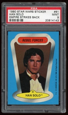 1980 Topps Star Wars Empire Strikes Back Sticker #61 Han Solo PSA 9 - Image 1 of 3