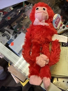Fuzzy Friends 12” Hanging Plush Monkey RED -  New with Tags - Picture 1 of 9