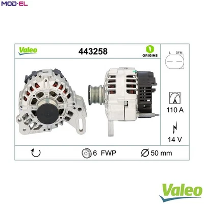 ALTERNATOR 443258 FOR SKODA ROOMSTER/Praktik FABIA/II/Combi PRAKTIK VW 1.4L 4cyl - Image 1 of 4