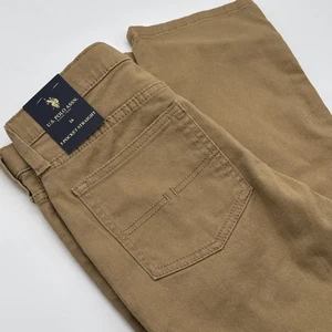 US Polo Assn. Straight Twill Pants Boys 16 (29 X 28.5 Honey Reinforced Knee NEW - Picture 1 of 12