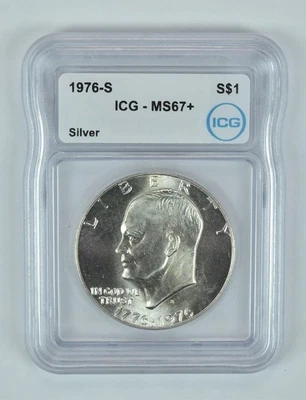 1976-S Eisenhower $1 prata MS67+ ICG *7073 - Imagem 1 de 4