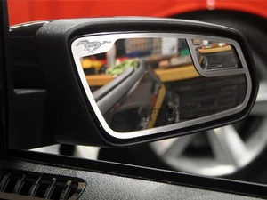 2011-2012 Mustang Brushed Stainless Steel Side Mirror Trim w/ Pony Logo Pair - Picture 1 of 1