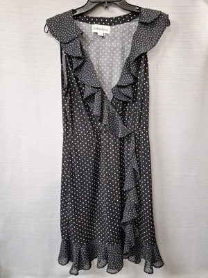 Vestido Danny And Nicole a lunares talla 12 blanco y negro envolvente sintético sin mangas Foto 1 de 4
