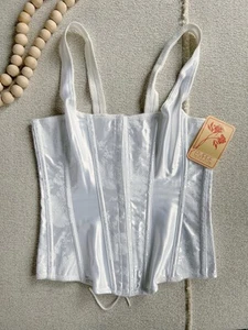 Vintage Empire Intimates White Corset Bustier Top 90s NWT Oldstock SZ 36 Satin - Picture 1 of 9