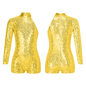 Girls Sparkly Unitard Ballet Dance Gymnastics Leotard Athletic Skating AU - Picture 1 of 31