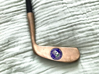 VINTAGE OLD COURSE ST ANDREWS BRASS PUTTER ,SUPER STROKE GRIP,SCOTT EDWARD COVER - Image 1 of 4
