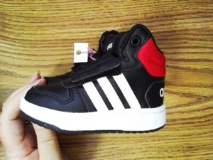 Adidas High Top Toddler Shoes size 4K : Black, Red, White, Stripes - Picture 1 of 9