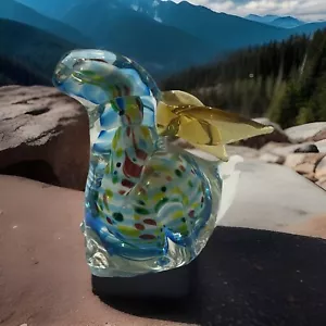 PISAPAPELES MURANO CRISTAL SOMMERSO TAPIR CONEJITO CONEJO PUNTOS COLORIDOS AZUL Y AMARILLO - Imagen 1 de 7