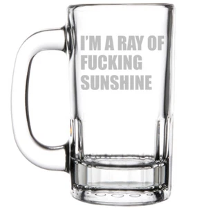 12oz Beer Mug Stein Glass I'm A Ray Of Fcking Sunshine Funny - Picture 1 of 1