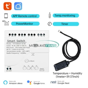 Tuya wifi 4CH Smart Switch W/ Temp or Hum Sensor 32V 250V Relay Alexa Compatible - Picture 1 of 10