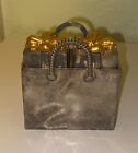 Vintage Godinger Metal Silver Christmas Gift Box Gold Bow Salt & Pepper Shakers