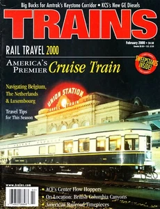 TRAINS 2/2000 ACF CENTERFLOW HOPPERS, BRITISH COLUMBIA CANYONS, KCS GE DIESELS - Picture 1 of 2