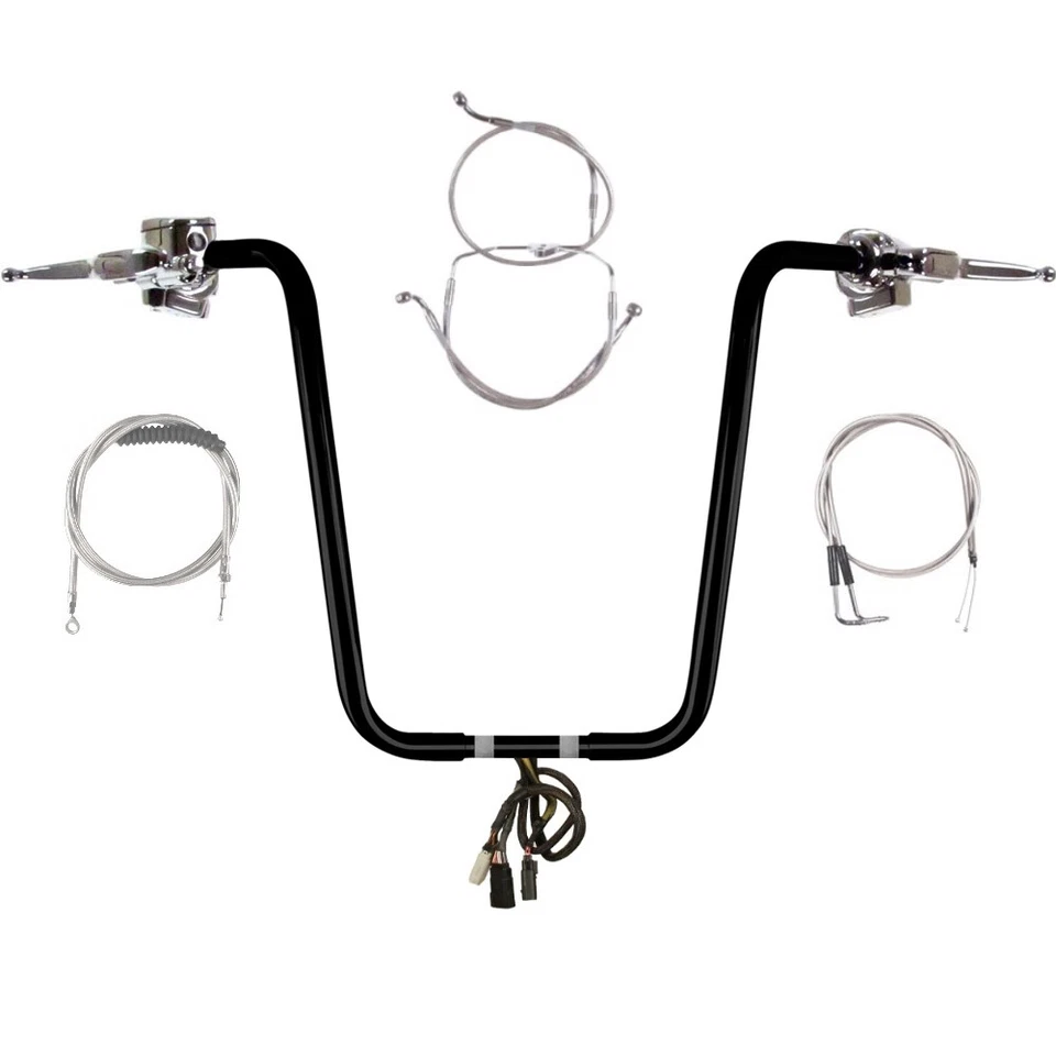1 1/4" Black 20" Wild 1 Handlebar CKit 2007 Harley-Davidson Road Glide No Cruise Foto 1 de 4