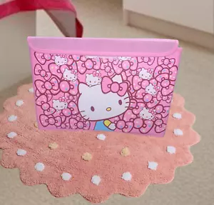 Sanrio Hello Kitty Large Foldable Storage Box & Lid Pink Bow Decor Toy Chest Bin - Picture 1 of 13