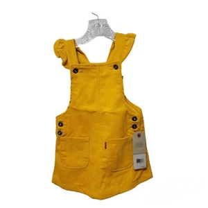 Toddler Girls LEVI'S Corduroy Ruffle Strap Skirtall Dress Golden Rod Size 2T NWT - Picture 1 of 8