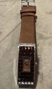 Suzanne Somers Chocolate Brown Crystal Watch Leather Band NEW HSN NEW BATTERY - Picture 1 of 9