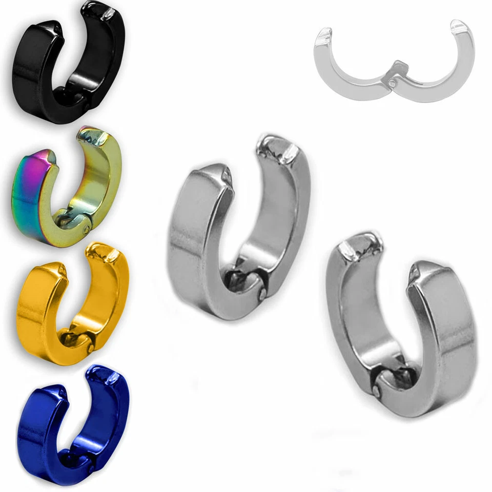 1 Paar Edelstahl Creolen Ohrringe zum Klemmen Klipsen ohne Ohrloch farbig  - Bild 1 von 1