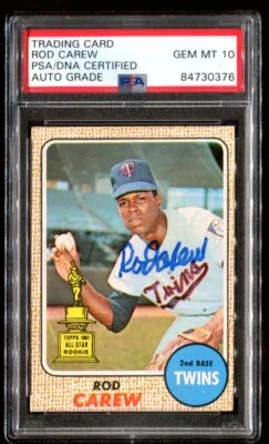 1968 Topps Trading card Rod Carew PSA/DNA Certified Auto grade PSA 10 - Image 1 of 2