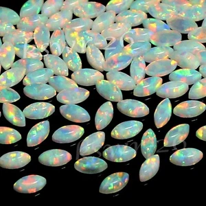 Lote de 10 piezas de piedras preciosas de ópalo blanco corte marquesa austral... - Imagen 1 de 5