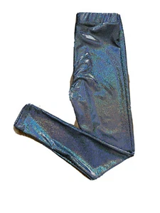 FOREVER 21 SILVER RAINBOW GLITTER SPARKLE DISCO FESTIVAL LEGGINGS SMALL BNWT - Picture 1 of 8