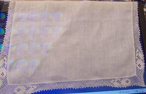 Mouchoir blanc vintage/1930-50 garni de dentelle crochet mouchoir en lin mouchoir