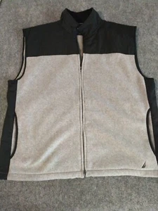 Nautica Sportswear Black Gray XXL  Full Zip Polyester Sleeveless Fleece Vest - Picture 1 of 10