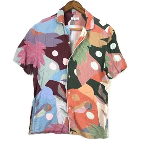 Reiss Mens Kadiz Printed Cuban Collar Shirt Button Up Classic Fit Multi Size M - Picture 1 of 13