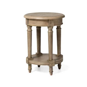 Maven Lane Traditional Round Wooden Side Table in Antiqued Grey Finish(Open Box) - Picture 1 of 6