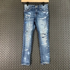 Legacy Edition Kids Blue Denim Jeans Distressed Paint Splatter Boys Jeans Size 7 - Picture 1 of 7