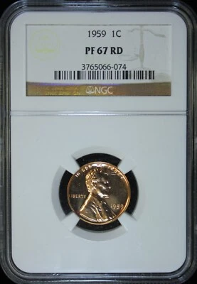 1959 PROOF LINCOLN CENT NGC PF 67 RED (2430976) - Image 1 of 4