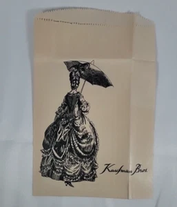 Vintage Kaufman Bros. Store Baggie ~ French Rococo Woman w/ Parasol ~ 11" x 7" - Picture 1 of 3