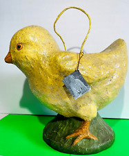 Bethany Lowe Designs 2000 Vint. Folk Art Paper Mache Easter Chick Bucket 12.5"
