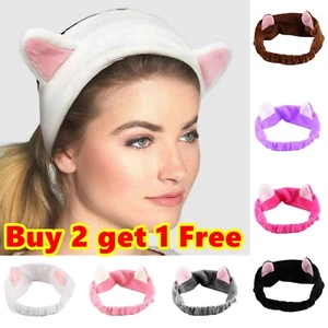 Cute Cat Ear Hairband Headband Yoga Sports Hair Accessory Face Mask Makeup Tools - Picture 1 of 12