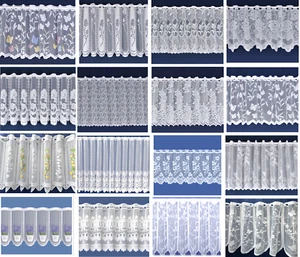 Cafe Net Curtains 16 finest Design in 12",18" & 24" drop - Sold by Metre - - Picture 1 of 31