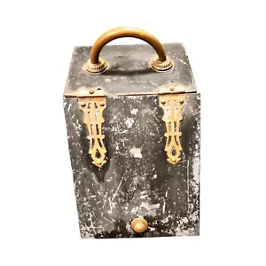 Victorian Coal Scuttle Bin Box Fireplace Antique Metal Art Steampunk Home Decor - Picture 1 of 10