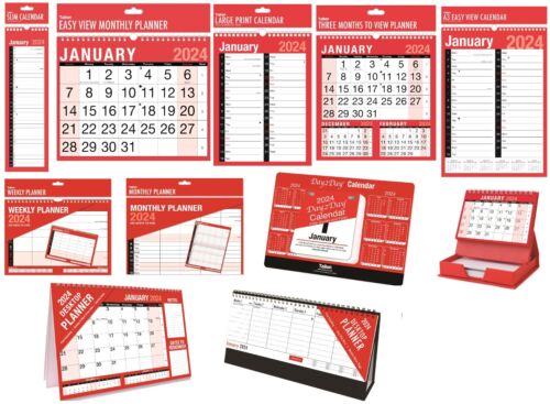 2024 Wall Calendar Slim Calender, A4 Large Month to View Planner, Easy View
