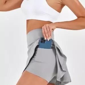 Women's Tennis Sports Quick Dry Skirt Shorts Pockets Run GYM Breathable Stretch - Picture 1 of 15