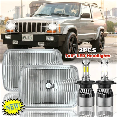 Faros LED blancos H5054 H6054 7x6 5x7 para Jeep Wrangler YJ Cherokee XJ D21 Foto 1 de 4